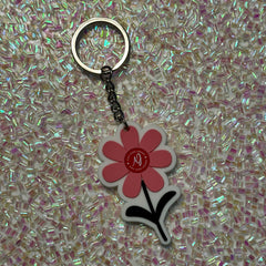 Pink Girly Swag Bundle - Custom Silk Hair Scrunchy + Flower Keychain + Rainbow Keychain